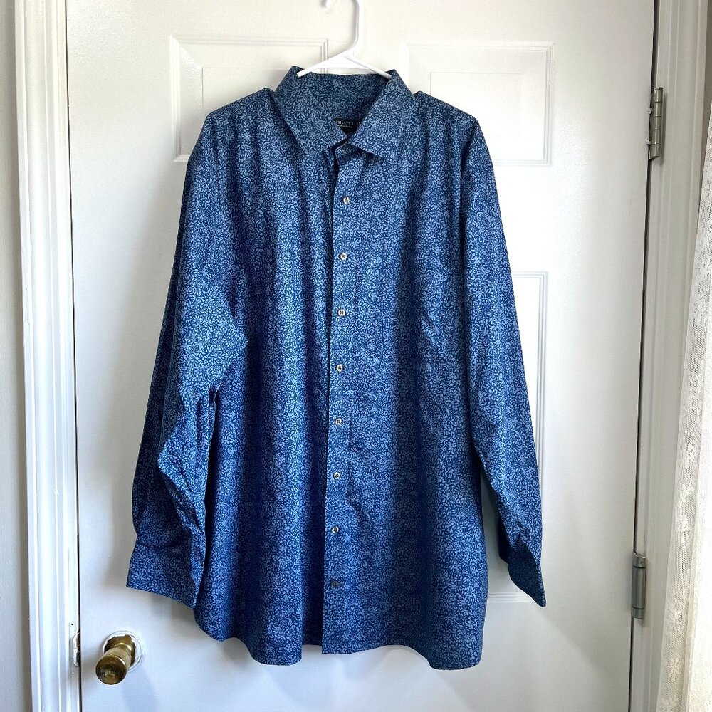 Rochester Egyptian Cotton Men's Blue Button-Down Dress Shirt 18 1/2 36/37 Tall